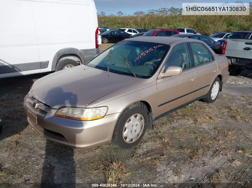 2000 Honda Accord Lx VIN: 1HGCG6651YA130830 Lot: 40525346