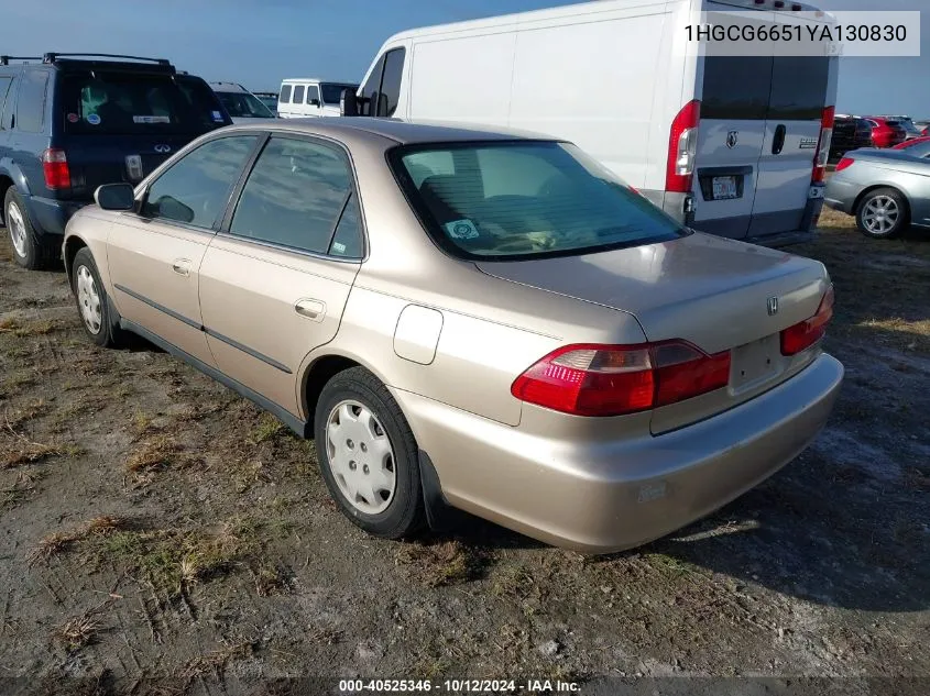 2000 Honda Accord Lx VIN: 1HGCG6651YA130830 Lot: 40525346