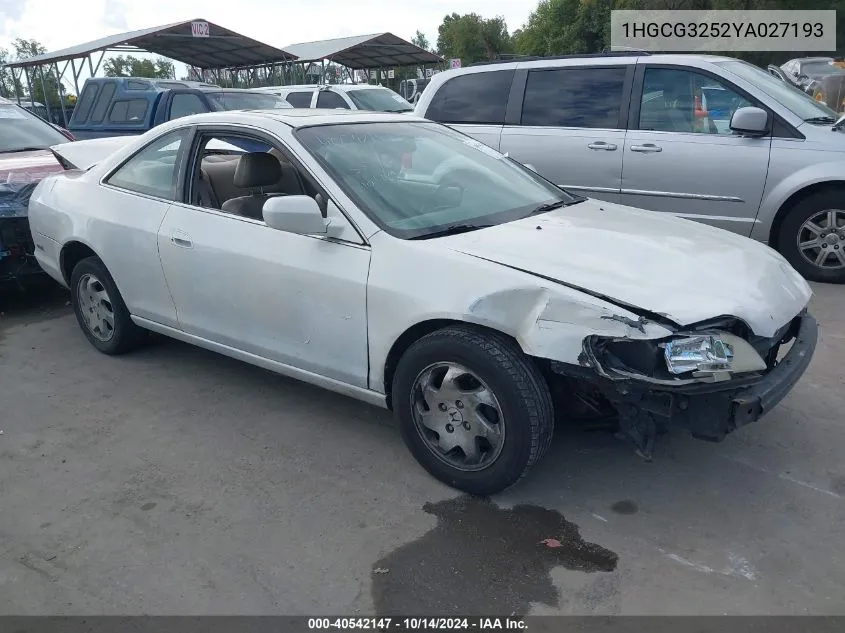 2000 Honda Accord 2.3 Ex VIN: 1HGCG3252YA027193 Lot: 40542147