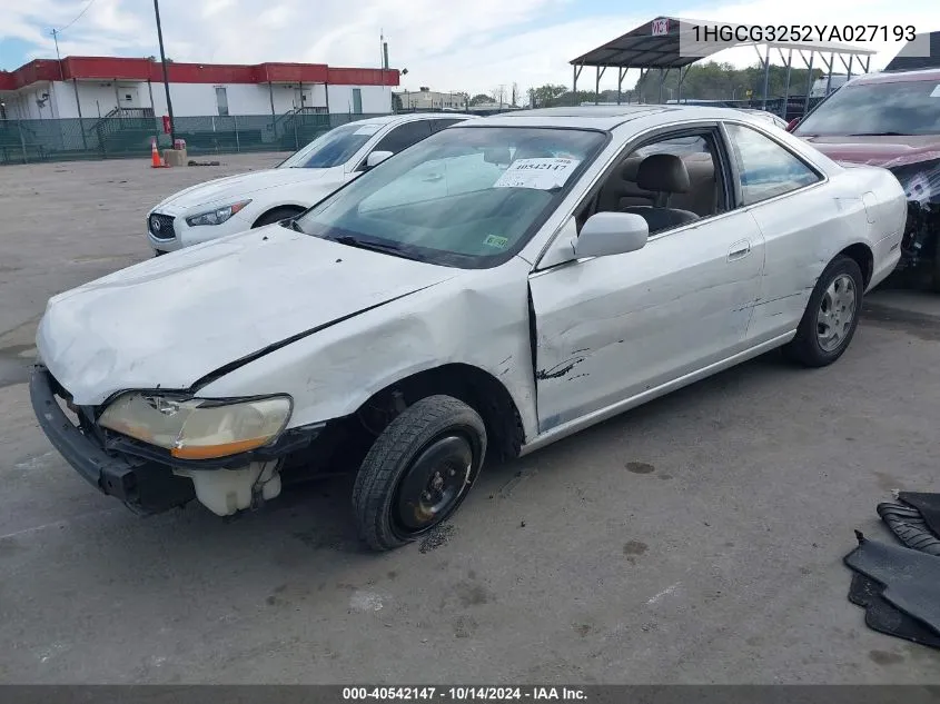 1HGCG3252YA027193 2000 Honda Accord 2.3 Ex