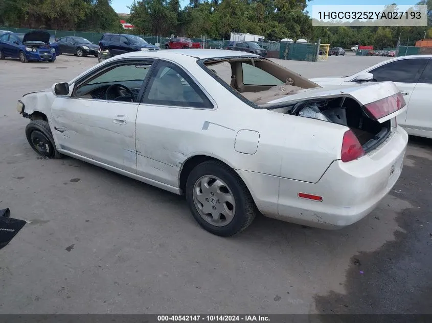 2000 Honda Accord 2.3 Ex VIN: 1HGCG3252YA027193 Lot: 40542147