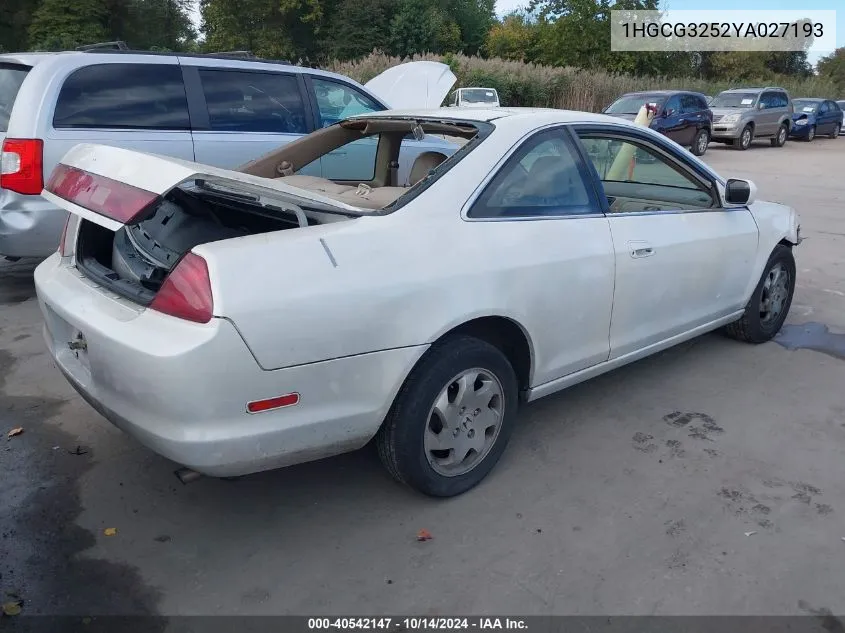 2000 Honda Accord 2.3 Ex VIN: 1HGCG3252YA027193 Lot: 40542147