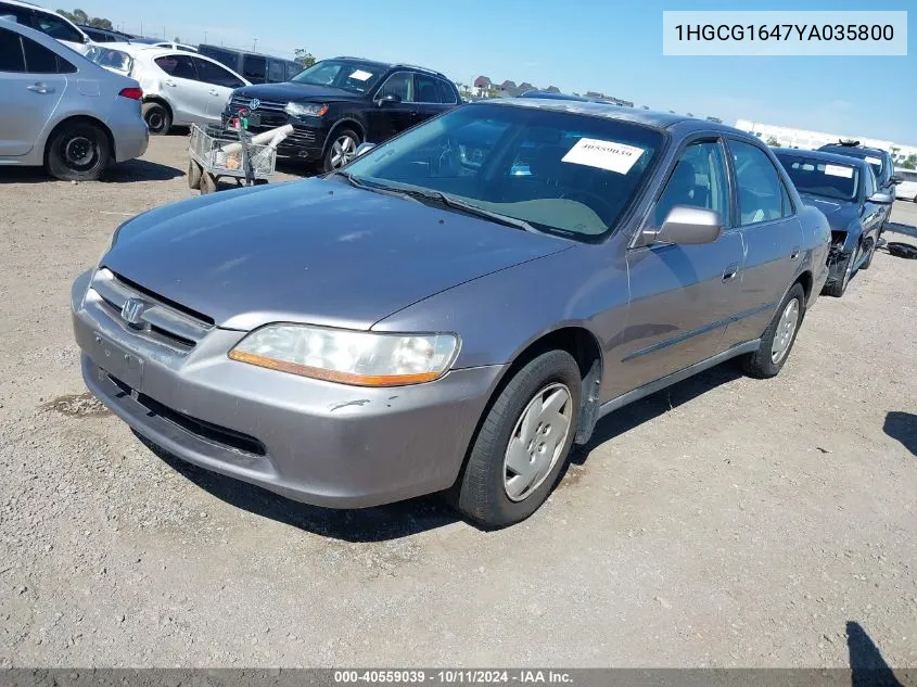 2000 Honda Accord 3.0 Lx VIN: 1HGCG1647YA035800 Lot: 40559039