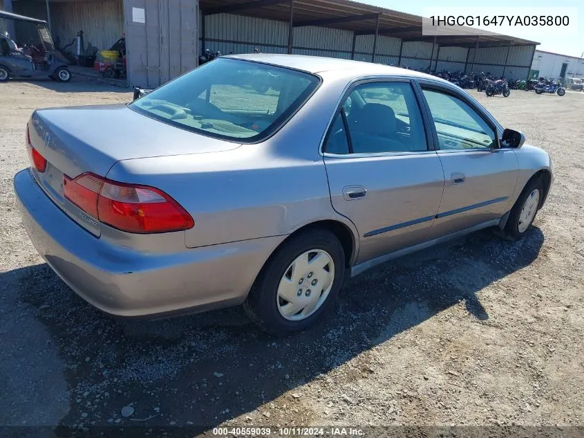 2000 Honda Accord 3.0 Lx VIN: 1HGCG1647YA035800 Lot: 40559039