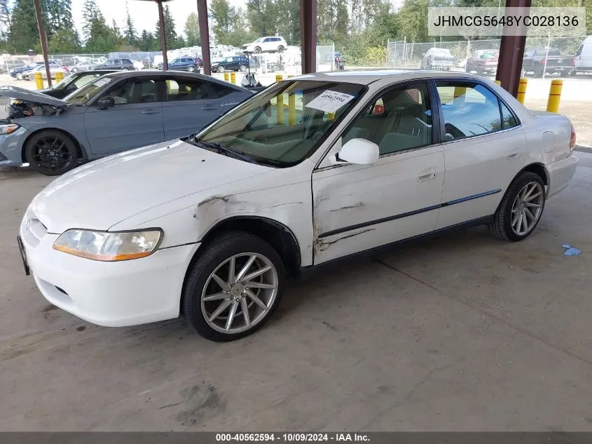 JHMCG5648YC028136 2000 Honda Accord 2.3 Lx