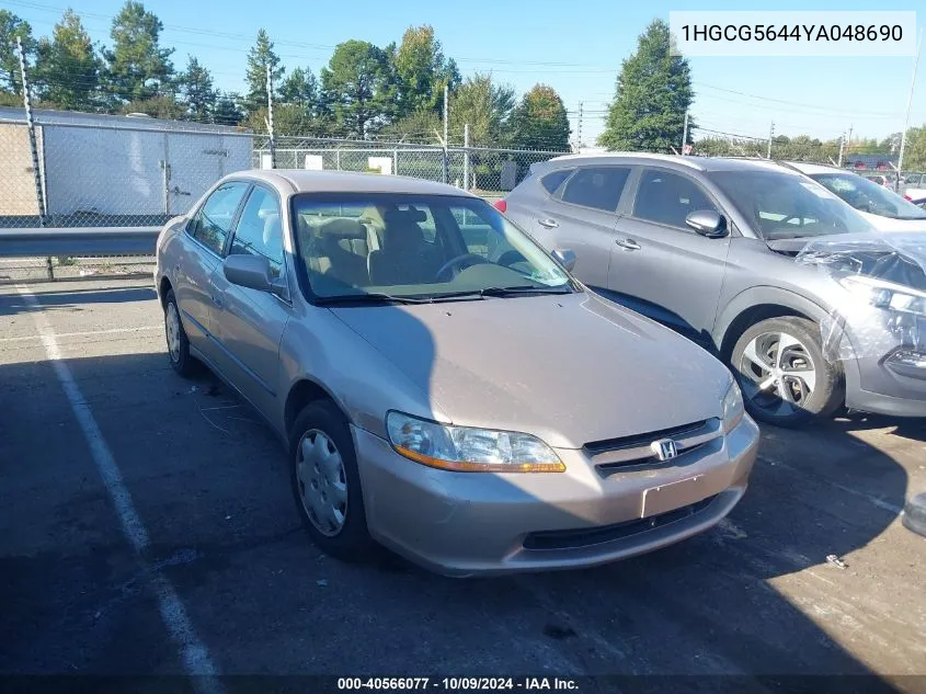 2000 Honda Accord 2.3 Lx VIN: 1HGCG5644YA048690 Lot: 40566077