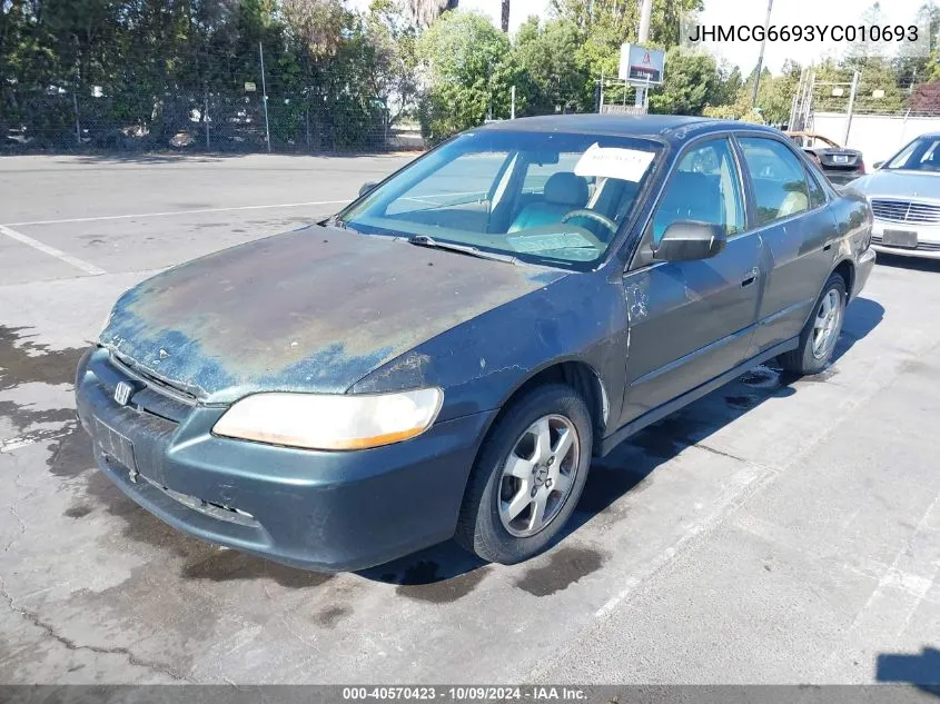 2000 Honda Accord 2.3 Se VIN: JHMCG6693YC010693 Lot: 40570423