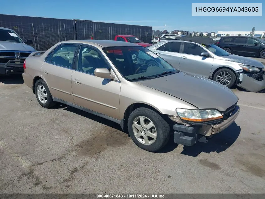 2000 Honda Accord Se VIN: 1HGCG6694YA043605 Lot: 40571843