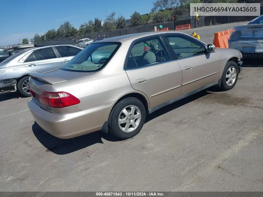 2000 Honda Accord Se VIN: 1HGCG6694YA043605 Lot: 40571843