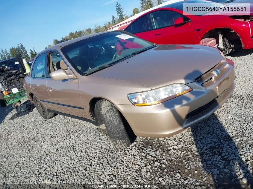 1HGCG5643YA155651 2000 Honda Accord 2.3 Lx