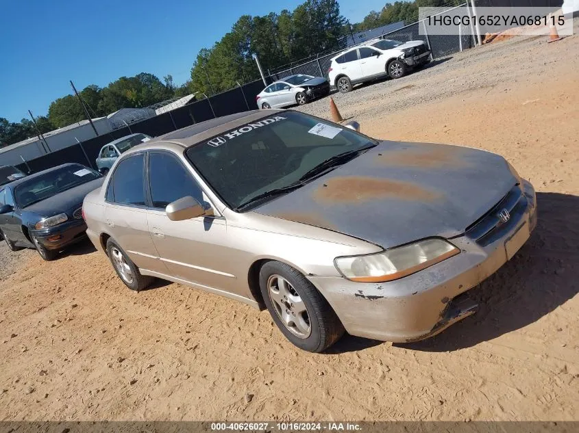 2000 Honda Accord 3.0 Ex VIN: 1HGCG1652YA068115 Lot: 40626027