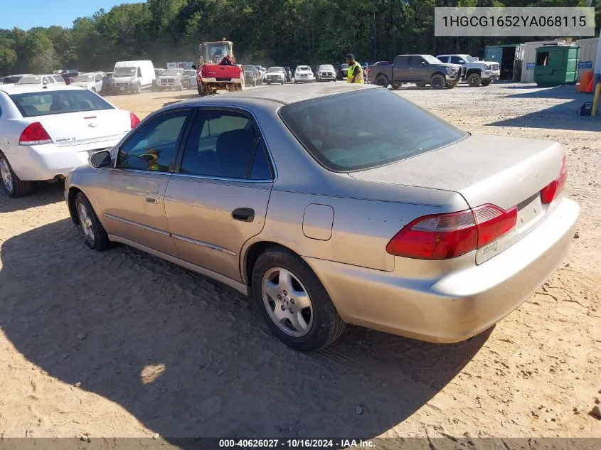 2000 Honda Accord 3.0 Ex VIN: 1HGCG1652YA068115 Lot: 40626027