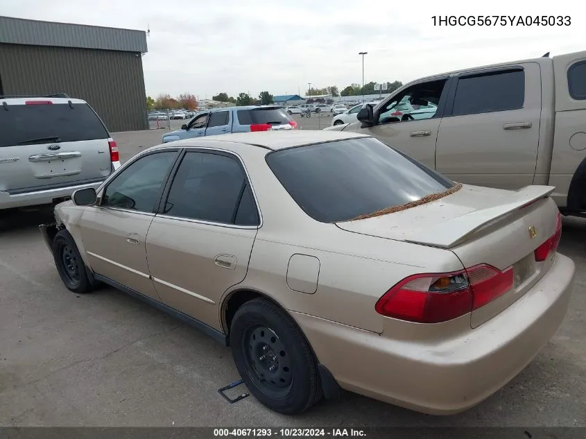 2000 Honda Accord 2.3 Se VIN: 1HGCG5675YA045033 Lot: 40671293