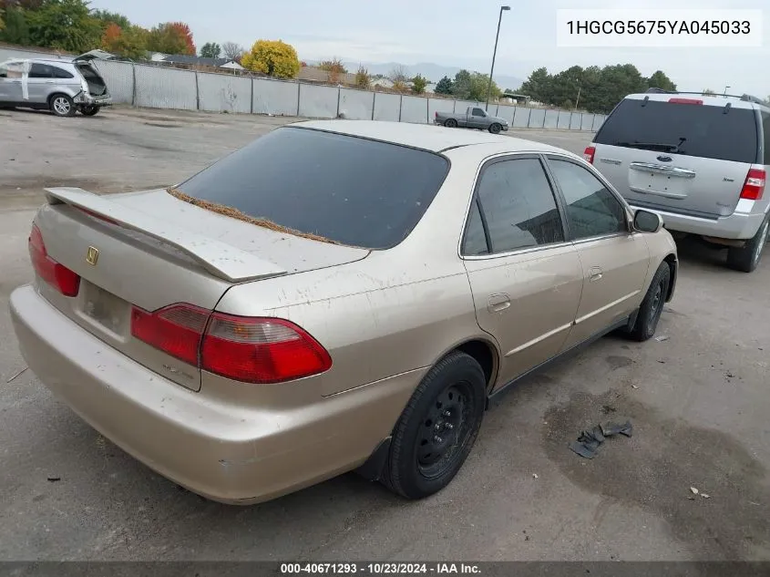 2000 Honda Accord 2.3 Se VIN: 1HGCG5675YA045033 Lot: 40671293