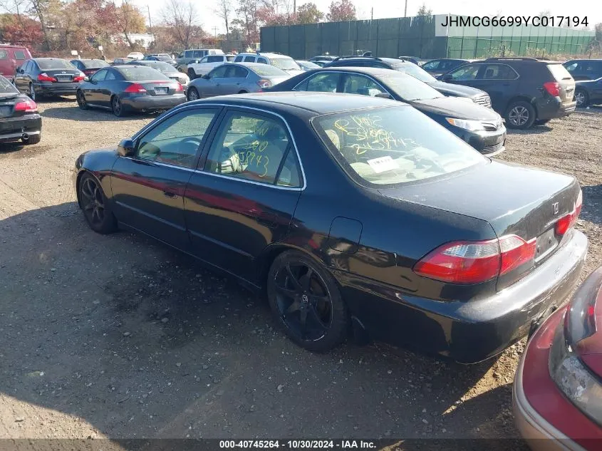 2000 Honda Accord 2.3 Se VIN: JHMCG6699YC017194 Lot: 40745264