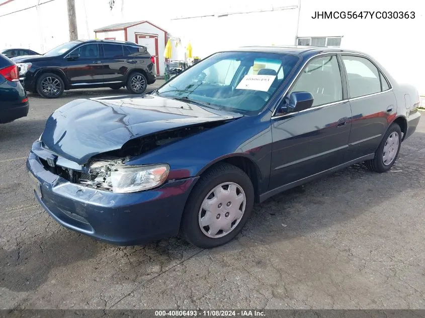 2000 Honda Accord 2.3 Lx VIN: JHMCG5647YC030363 Lot: 40806493