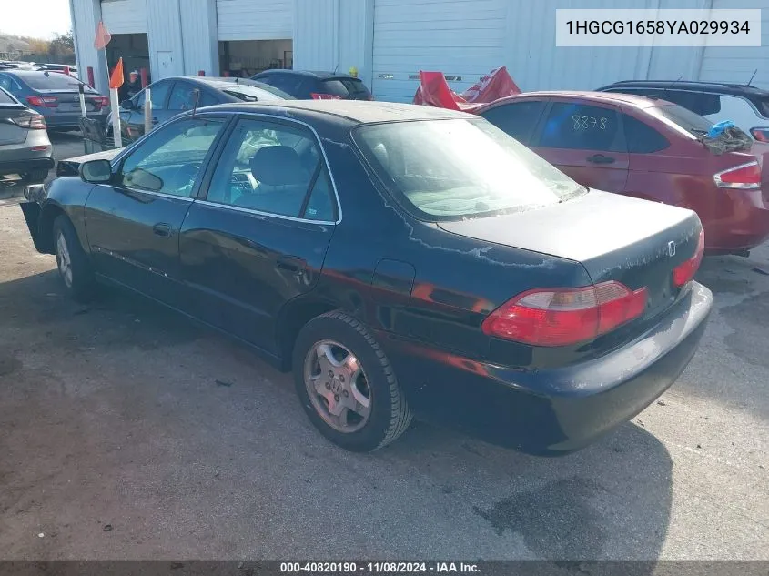 2000 Honda Accord 3.0 Ex VIN: 1HGCG1658YA029934 Lot: 40820190