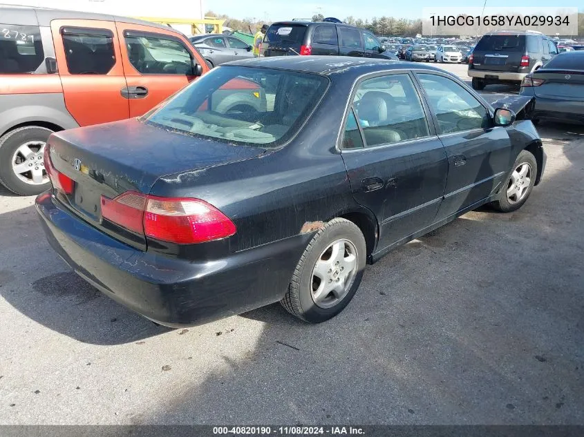 2000 Honda Accord 3.0 Ex VIN: 1HGCG1658YA029934 Lot: 40820190