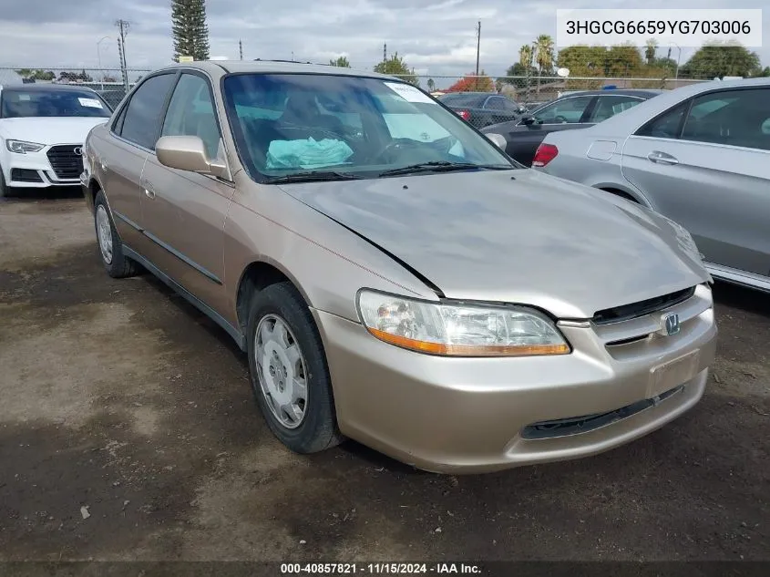 2000 Honda Accord 2.3 Lx VIN: 3HGCG6659YG703006 Lot: 40857821