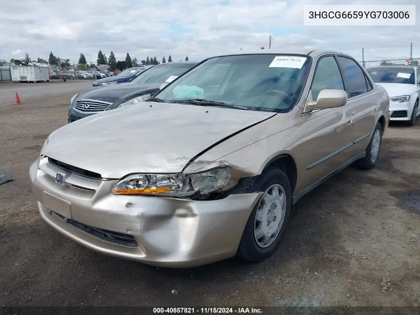 2000 Honda Accord 2.3 Lx VIN: 3HGCG6659YG703006 Lot: 40857821