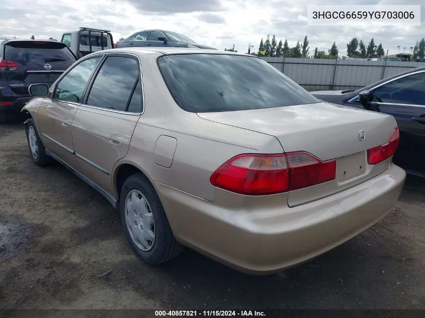 2000 Honda Accord 2.3 Lx VIN: 3HGCG6659YG703006 Lot: 40857821