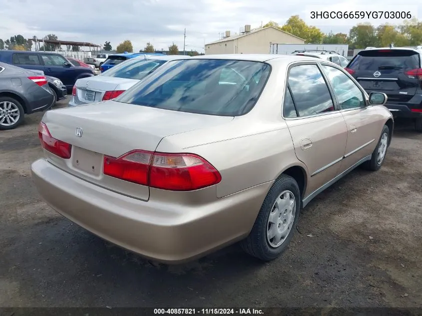 2000 Honda Accord 2.3 Lx VIN: 3HGCG6659YG703006 Lot: 40857821