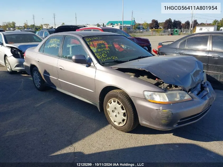 2001 Honda Accord VIN: 1HGCG56411A801954 Lot: 12125299