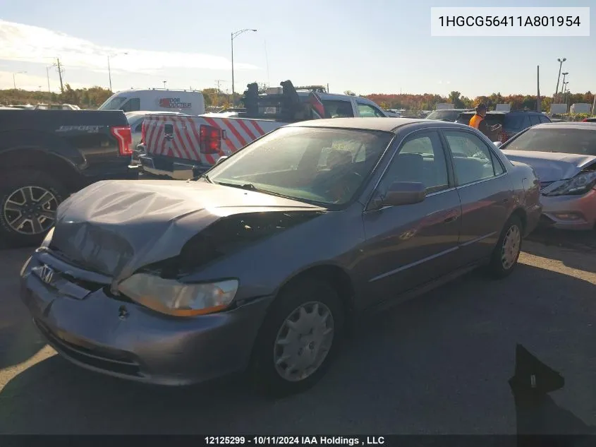 2001 Honda Accord VIN: 1HGCG56411A801954 Lot: 12125299