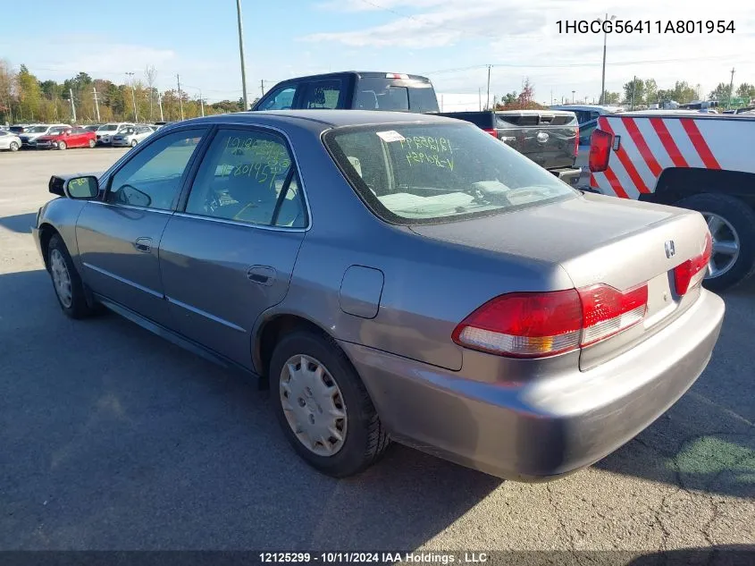 2001 Honda Accord VIN: 1HGCG56411A801954 Lot: 12125299