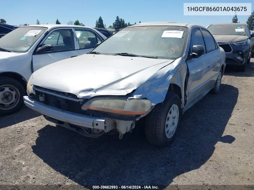 2001 Honda Accord Sdn Vp VIN: 1HGCF86601A043675 Lot: 39662993