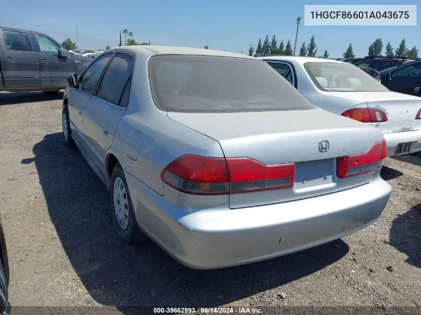 2001 Honda Accord Sdn Vp VIN: 1HGCF86601A043675 Lot: 39662993