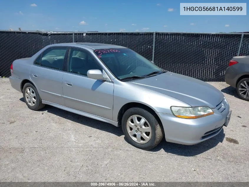 2001 Honda Accord 2.3 Ex VIN: 1HGCG56681A140599 Lot: 39674906