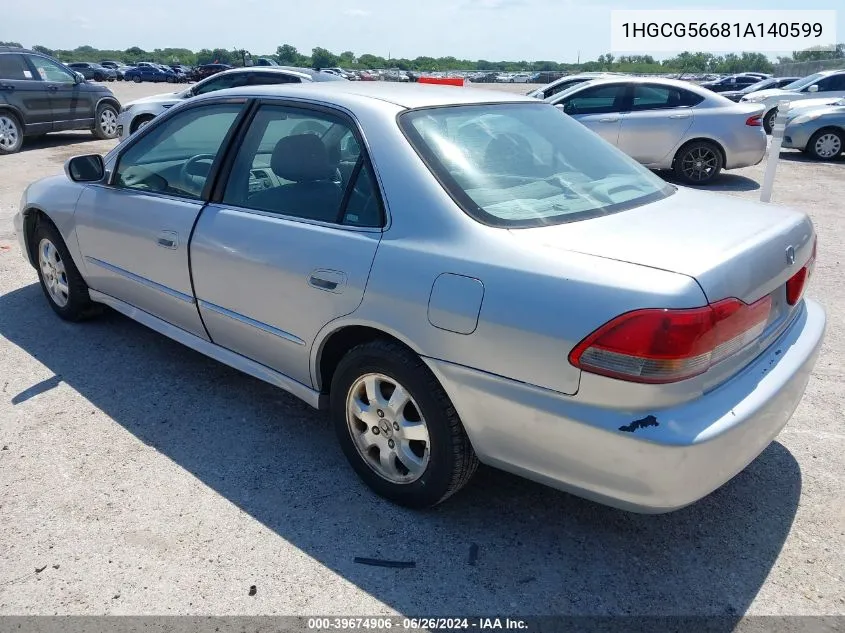 2001 Honda Accord 2.3 Ex VIN: 1HGCG56681A140599 Lot: 39674906