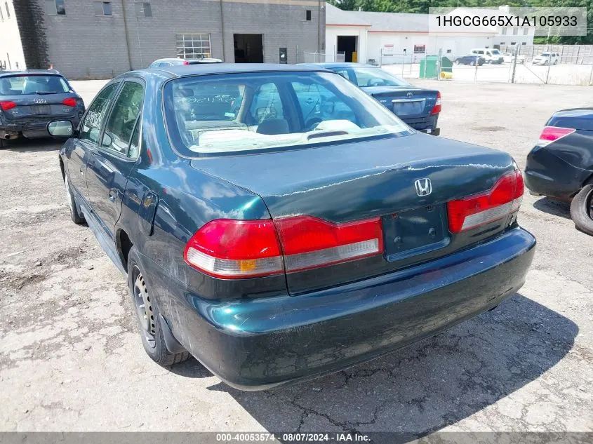 2001 Honda Accord Sdn Lx VIN: 1HGCG665X1A105933 Lot: 40053574