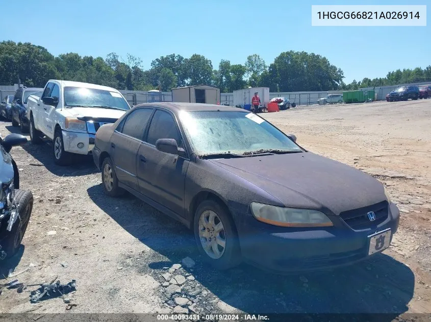 1HGCG66821A026914 2001 Honda Accord 2.3 Ex