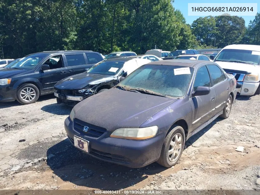 1HGCG66821A026914 2001 Honda Accord 2.3 Ex