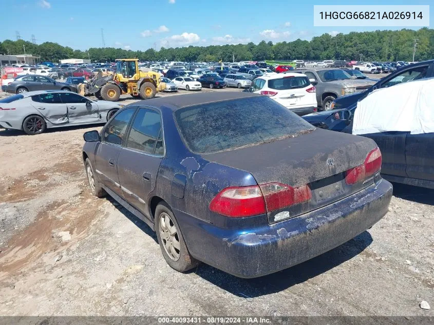 2001 Honda Accord 2.3 Ex VIN: 1HGCG66821A026914 Lot: 40093431