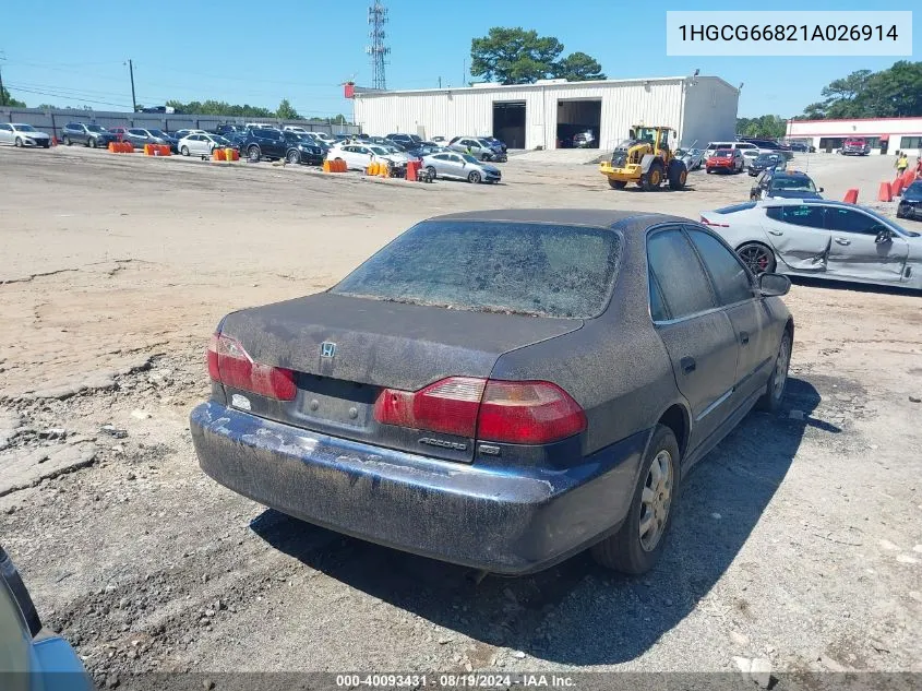 2001 Honda Accord 2.3 Ex VIN: 1HGCG66821A026914 Lot: 40093431