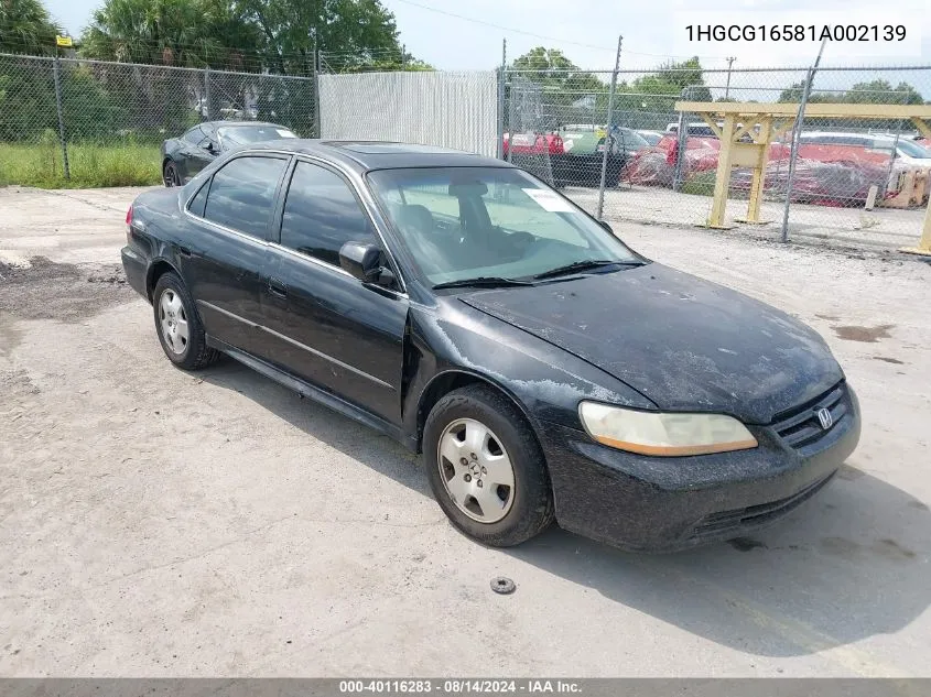 1HGCG16581A002139 2001 Honda Accord 3.0 Ex