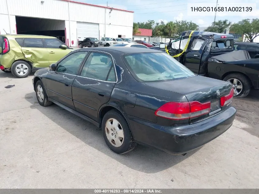 2001 Honda Accord 3.0 Ex VIN: 1HGCG16581A002139 Lot: 40116283