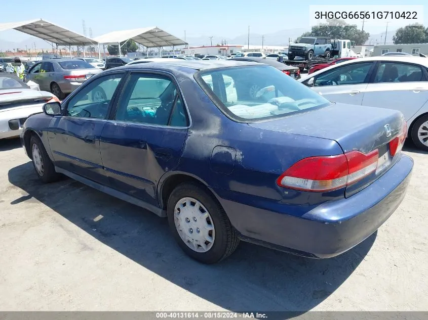 2001 Honda Accord 2.3 Lx VIN: 3HGCG66561G710422 Lot: 40131614