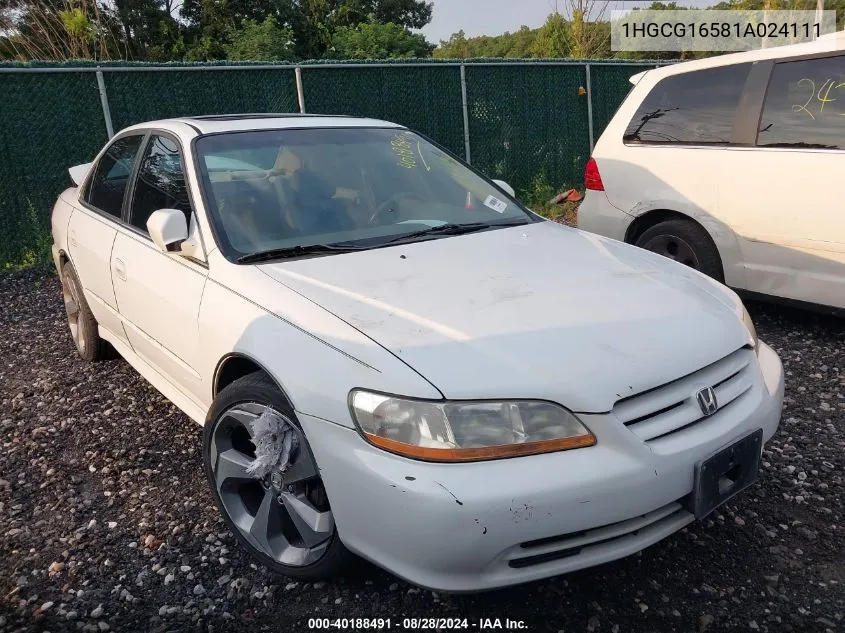 2001 Honda Accord 3.0 Ex VIN: 1HGCG16581A024111 Lot: 40188491