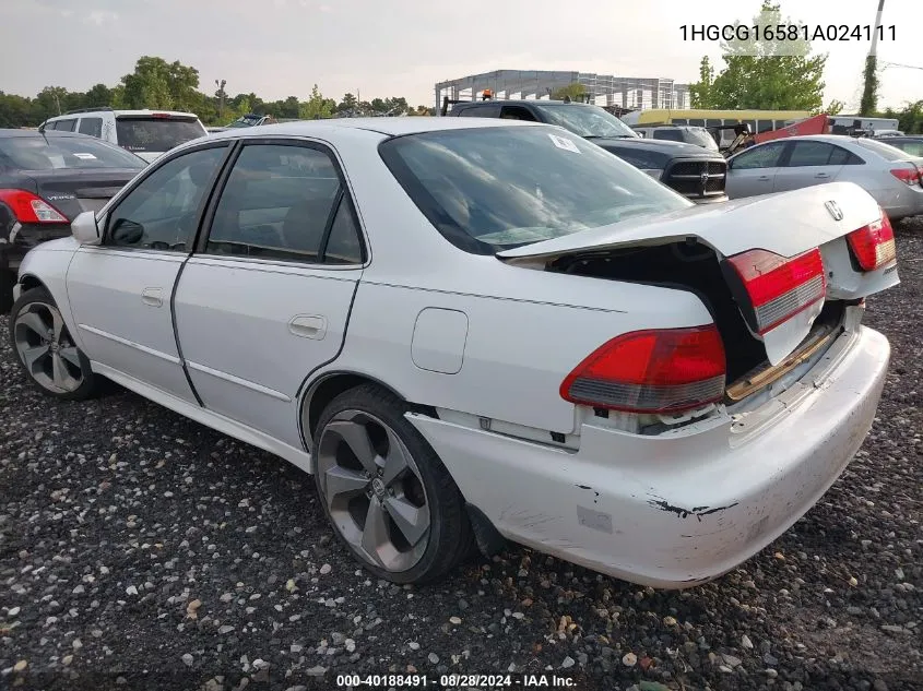 2001 Honda Accord 3.0 Ex VIN: 1HGCG16581A024111 Lot: 40188491