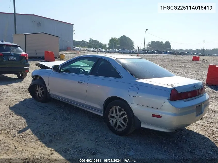 2001 Honda Accord 3.0 Ex VIN: 1HGCG22511A018419 Lot: 40210961