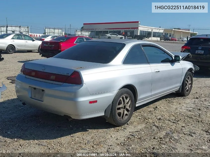 2001 Honda Accord 3.0 Ex VIN: 1HGCG22511A018419 Lot: 40210961