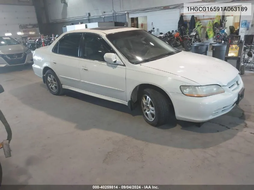 2001 Honda Accord 3.0 Ex VIN: 1HGCG16591A063189 Lot: 40259814