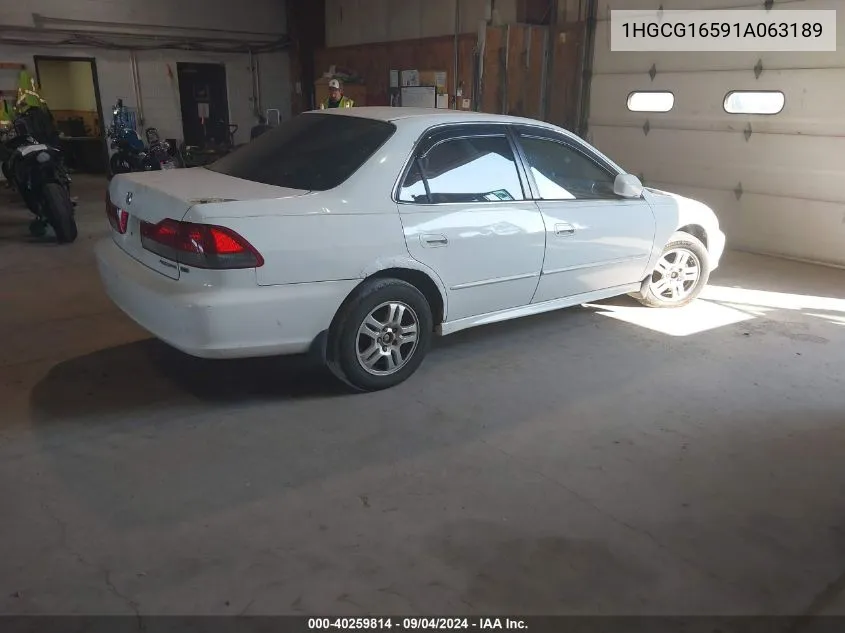 2001 Honda Accord 3.0 Ex VIN: 1HGCG16591A063189 Lot: 40259814