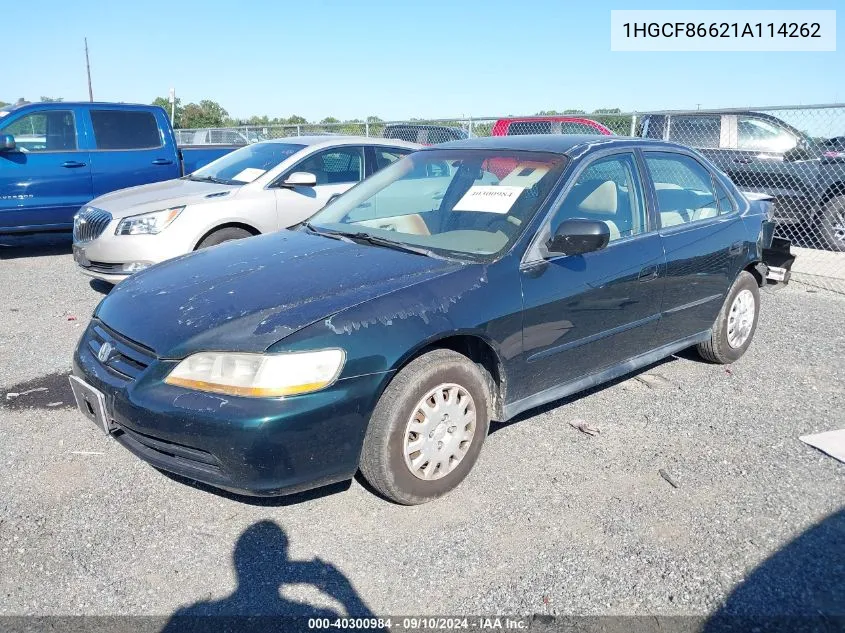 2001 Honda Accord Value VIN: 1HGCF86621A114262 Lot: 40300984