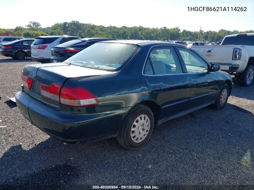 2001 Honda Accord Value VIN: 1HGCF86621A114262 Lot: 40300984