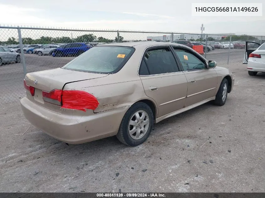 1HGCG56681A149626 2001 Honda Accord 2.3 Ex